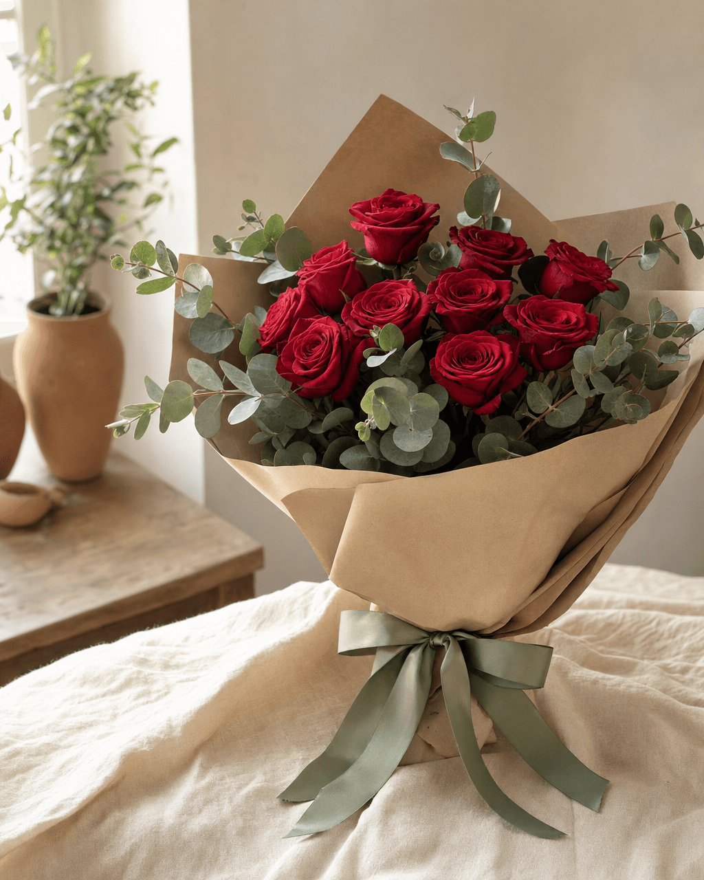 Buquê de 12 rosas vermelhas