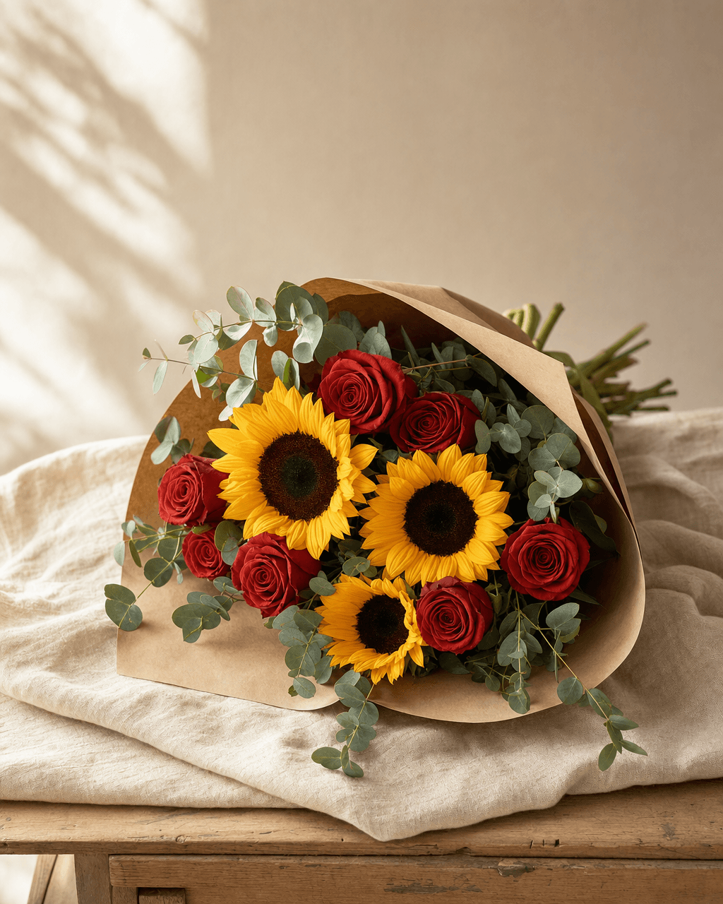 Buquê de girassóis & rosas